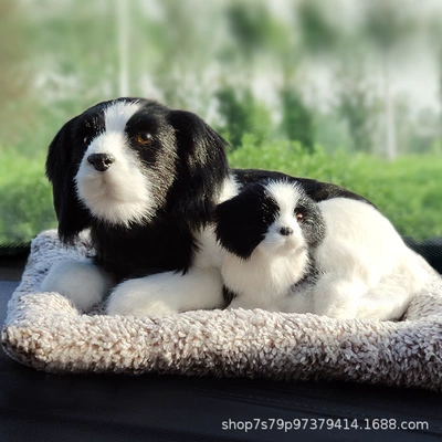 Cute Cartoon Dog Animal — Car ornaments - 2620cm-mother-and-child-with-big-eyes-and-black-and-white-border-collie