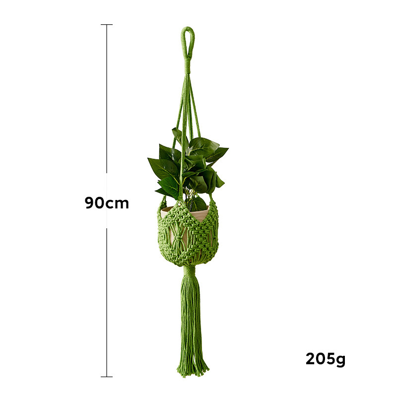 跨境新款编织花盆悬挂网兜棉线园艺绿植花盆吊篮手工编织花盆吊网|undefined