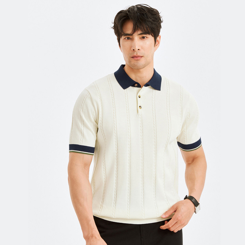 Camisas de polo de manga corta de estilo antiguo, camisetas comerciales con solapa de color anti rayas de verano, fábrica transfronteriza al por mayor