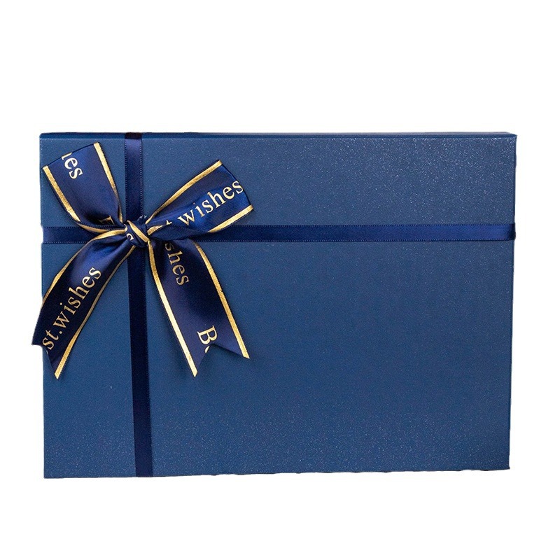 En stock caja de regalo arco azul Tapa Rectangular caja de regalo cosméticos caja de embalaje caja de regalo de mano al por mayor