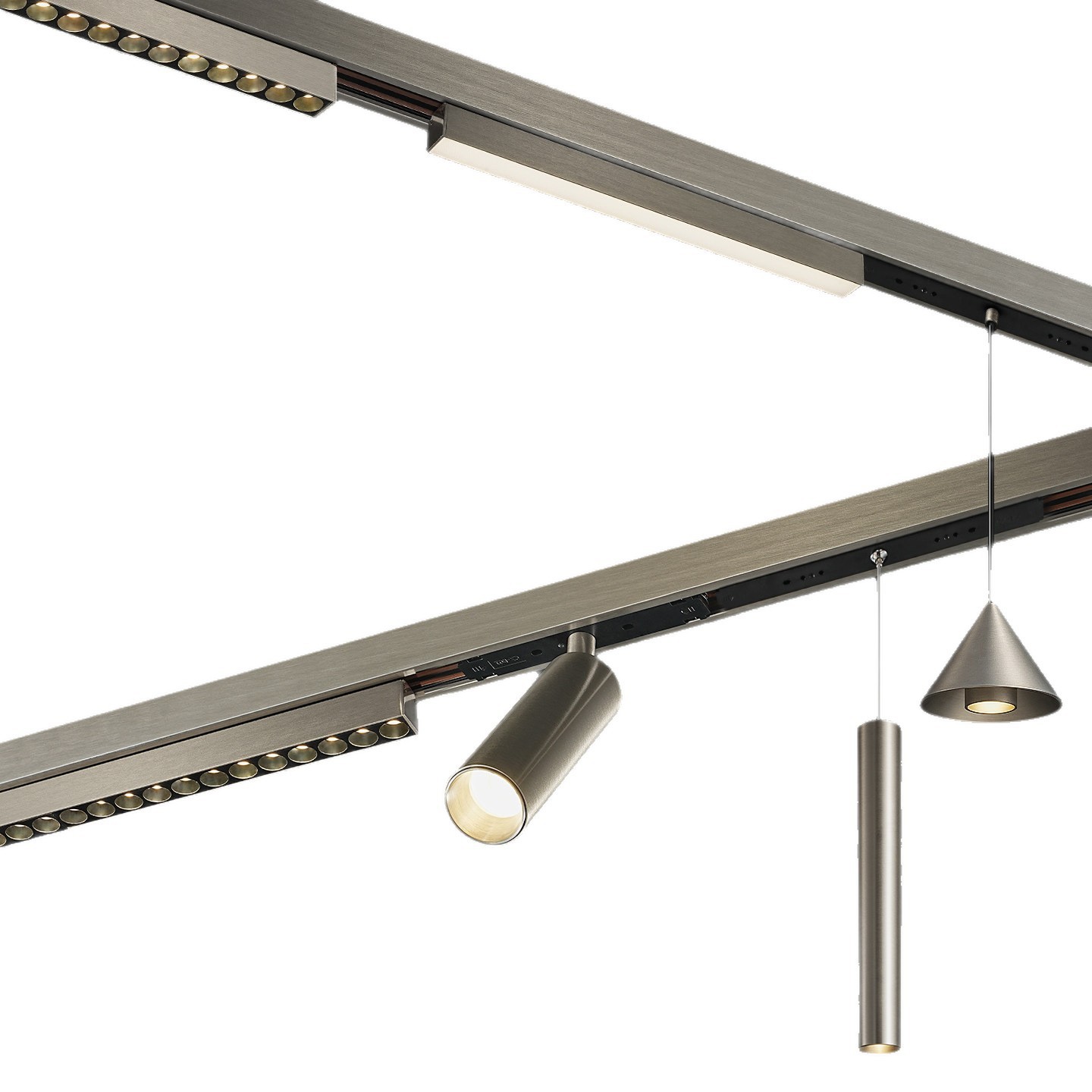 lámpara de pista de absorción magnética de paquete abierto Bauhaus track spotlight led plata medieval anti-deslumbrante sala de estar sin luz principal