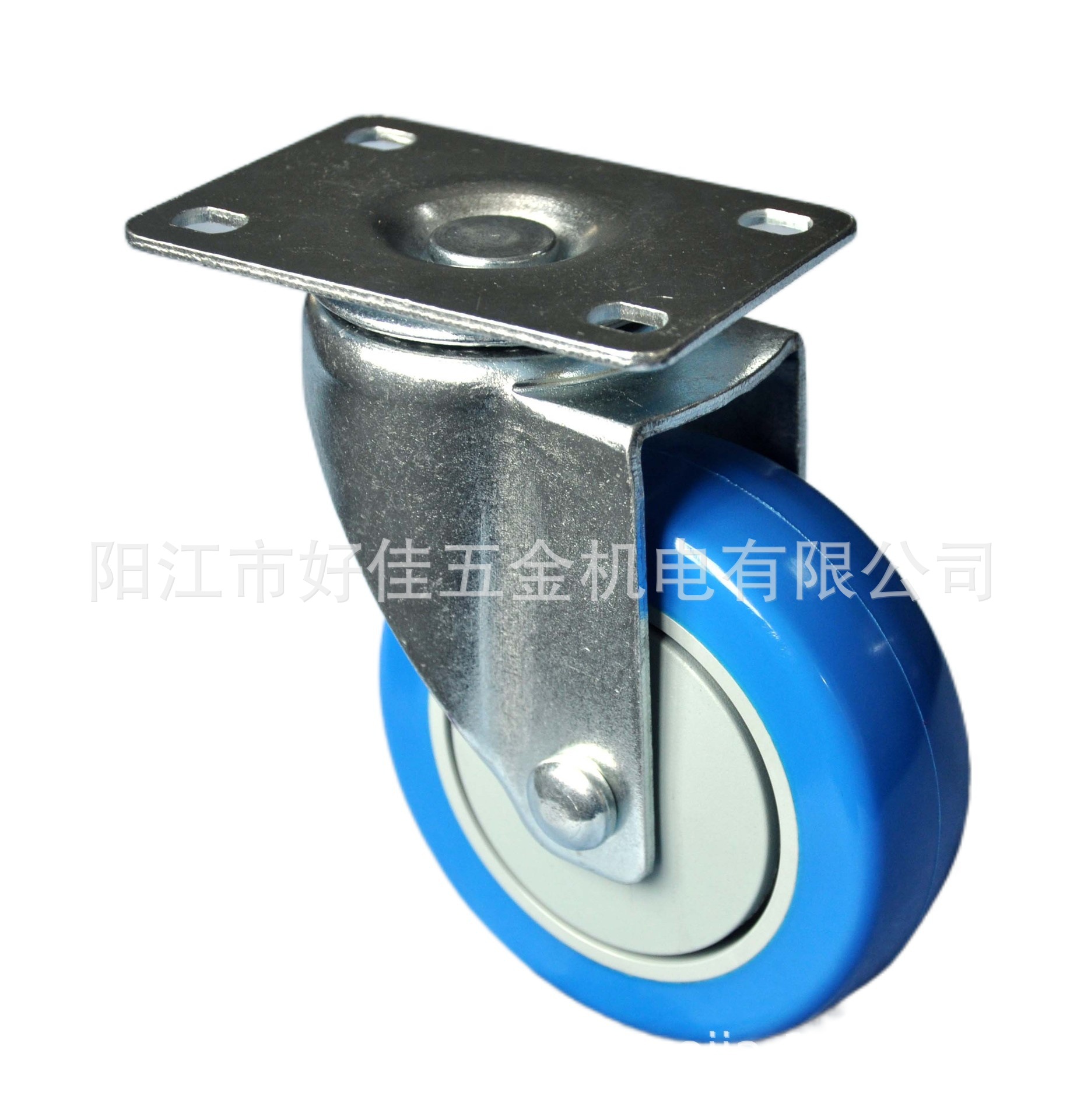源头工厂直供100X32mm中型蓝色聚氨脂PU万向家具脚轮