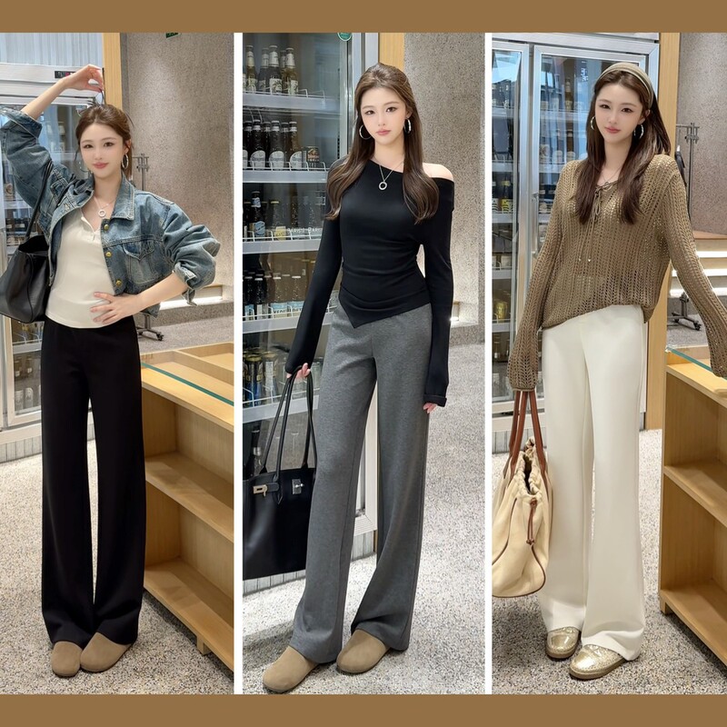 New generation of women's straight-leg pants with an air layer design, 2026 autumn new collection, slimming and slightly flared, American casual style, slimming flared pants New generation of women's straight-leg pants with an air layer design, 2026 autumn new collection, slimming and slightly flared, American casual style, slimming flared pants