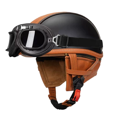 Motosiklet kaskı (dəbilqə), Electric Vehicle Light Scoop Helmet Adult - matte-black-orange-peel-black-frame-mirror-s