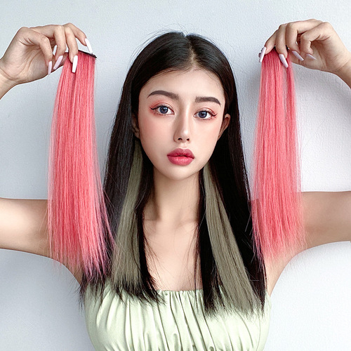 Colored wigs for women with short hair, invisible, seamless one-piece clips, highlighted hair extensions, wigs, ear-hanging hair dyes