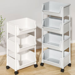 トロリー収納ラック家庭用スナック床置き多層リビングルーム収納本棚モバイルキッチン果物と野菜バスケットラック