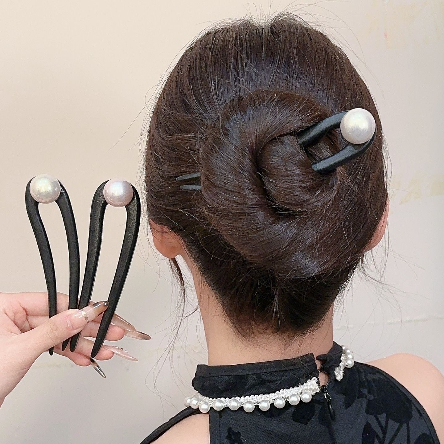 2025 New High-End New Chinese Style Ebony Wood Ancient Style U-Shaped Hairpin Bun Hairpin Wooden Hairpin Hair Accessory