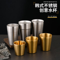304ステンレスカップ韓国式二重カップレストランティーカップ転倒防止ビールマグ飲料カップカスタムロゴ