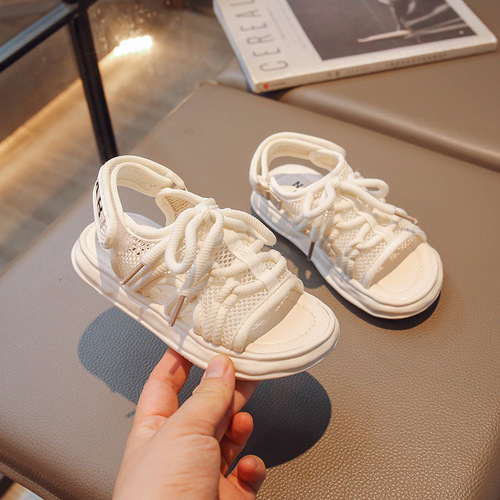 Candy-Colored Kids' Sandals with Mesh Fabric, Breathable Summer New Arrival — Soft-Soled Girls' Beach Shoes & Boys' Shoes in Korean Style