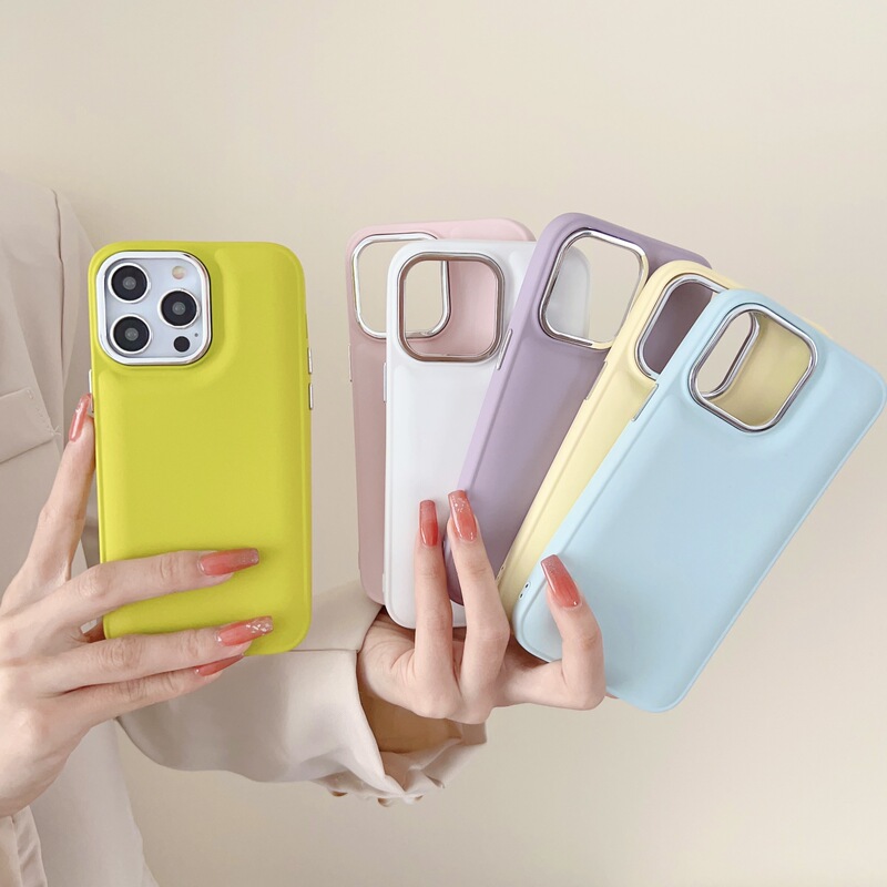 Suitable for Iphone15 Promax Milky Air Cushion Mobile Phone Case Electroplated Lens Apple 13 Pro Color Protective Cover X
