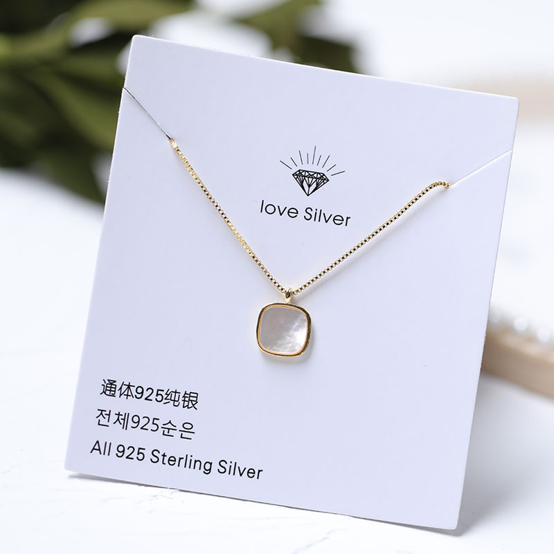 retro square shell pendant copper necklace wholesale nihaojewelrypicture3