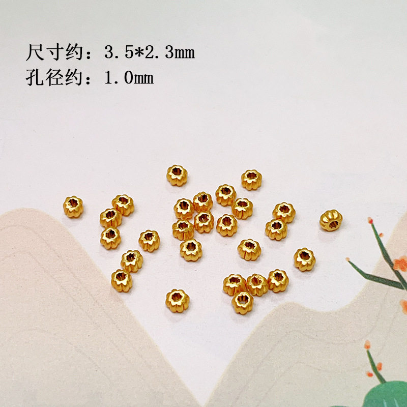 S925 Silver Gold Plated Straight Tube Snowflake Spacer Disc Coin Bead Flash Bead Bracelet Necklace Wen Play Beaded Accessories