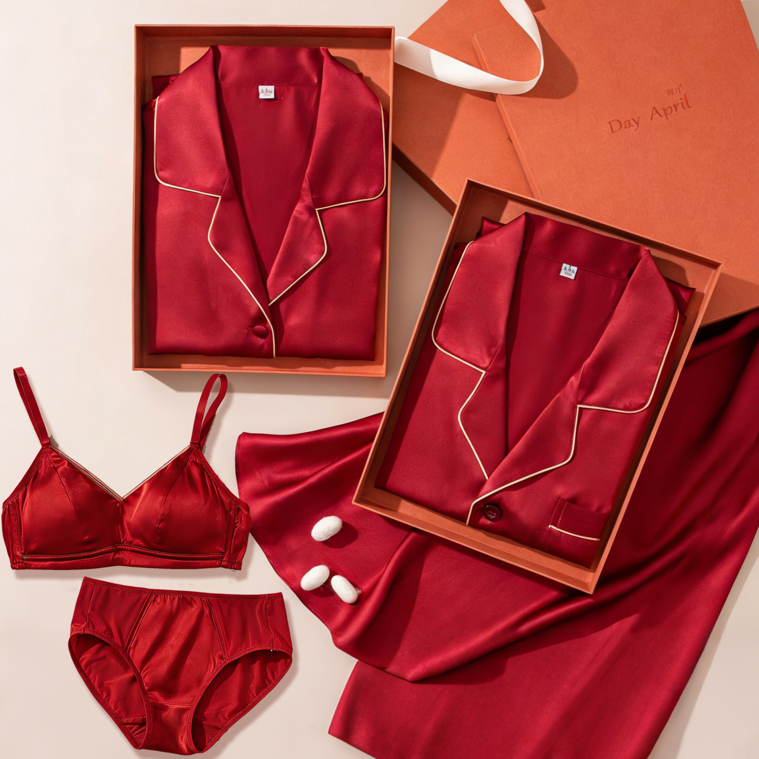 Red silk pijama