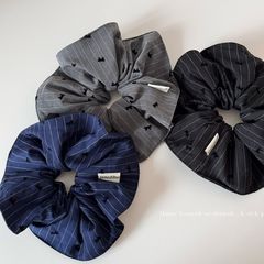 植绒蝴蝶结韩系条纹大肠发圈新款橡皮筋扎头发绳高弹力头绳发饰