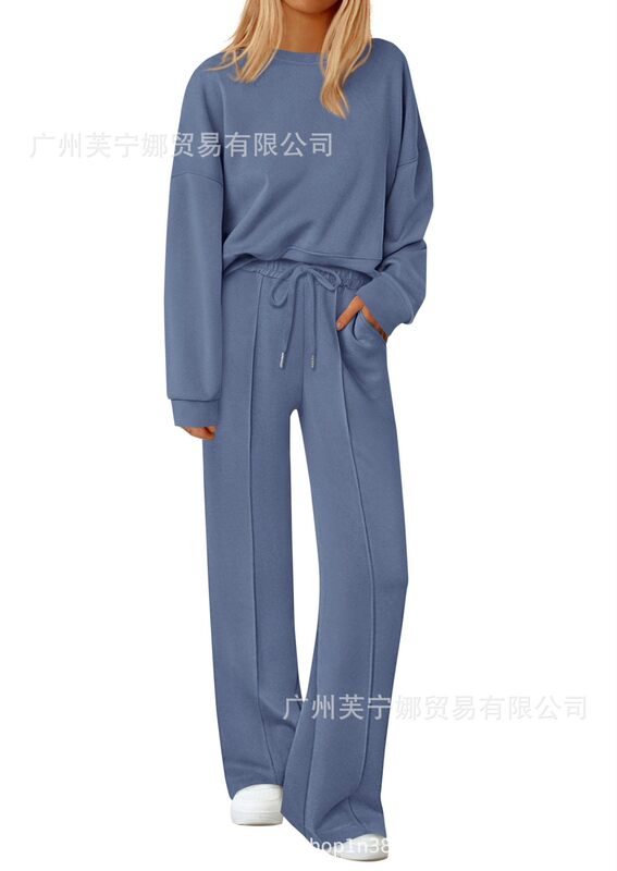 2025秋冬欧美跨境亚马逊temu速卖通新款宽松纯色长袖长裤两件套装|undefined