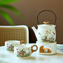 围炉煮茶粗陶家用茶壶日式温茶炉陶瓷户外旅行茶具套装提梁茶壶杯