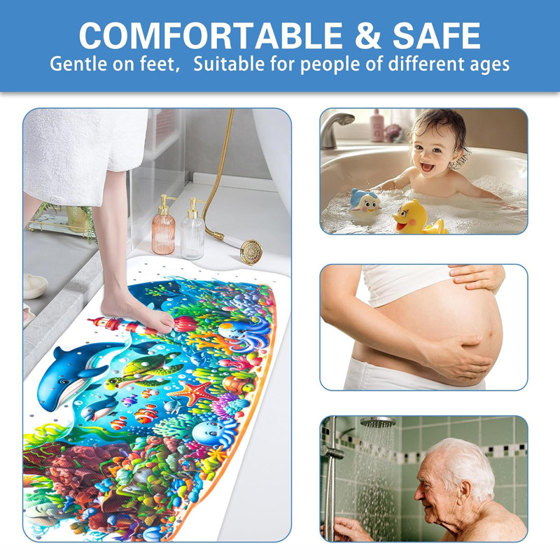 Alfombrilla antideslizante para baño con diseño de océano de dibujos animados para niños de Amazon, alfombrilla antideslizante para piscina, baño, alfombrilla antideslizante