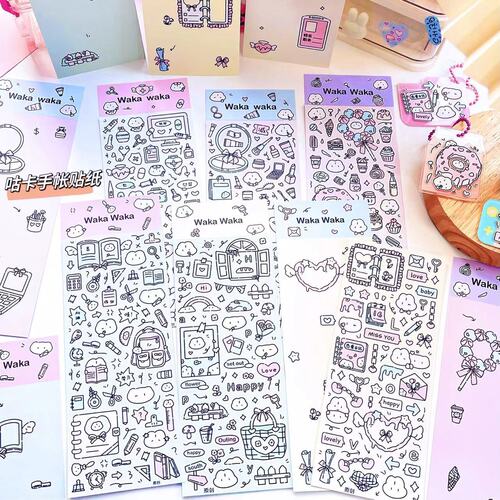 Waka Original Guka Sticker Graffiti Style Super Cute Comic Children's Account Star Small Card Mobile Phone Case Cute Ins