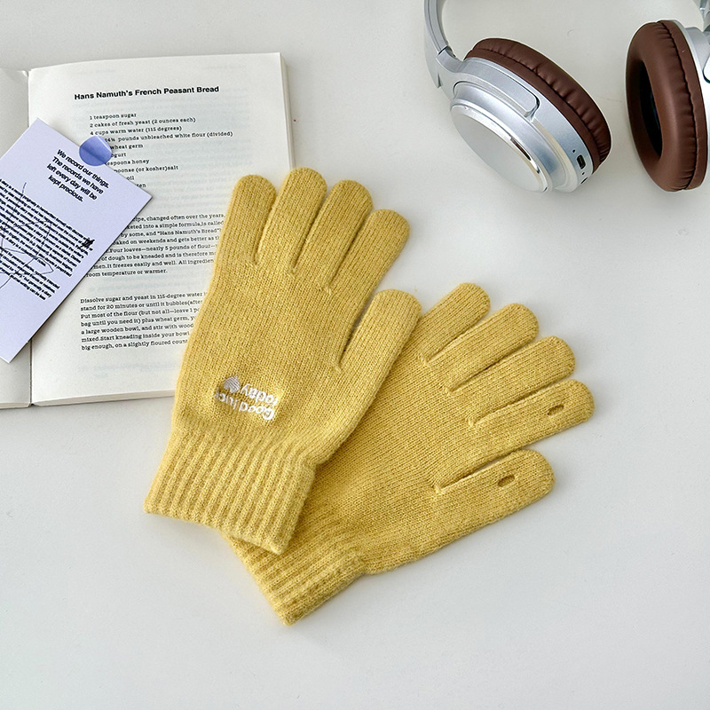 Guantes de invierno caliente a prueba de frío estudiantes dedos guantes de pantalla táctil espesar guantes alargados guantes de algodón al por mayor