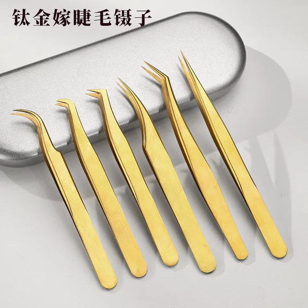 False Eyelash Tweezers Stainless Steel Grafting Eyelash Curler Gold Feather Clip Dolphin Clip High-Precision Eyelash Extension Special Eyelash Tweezers