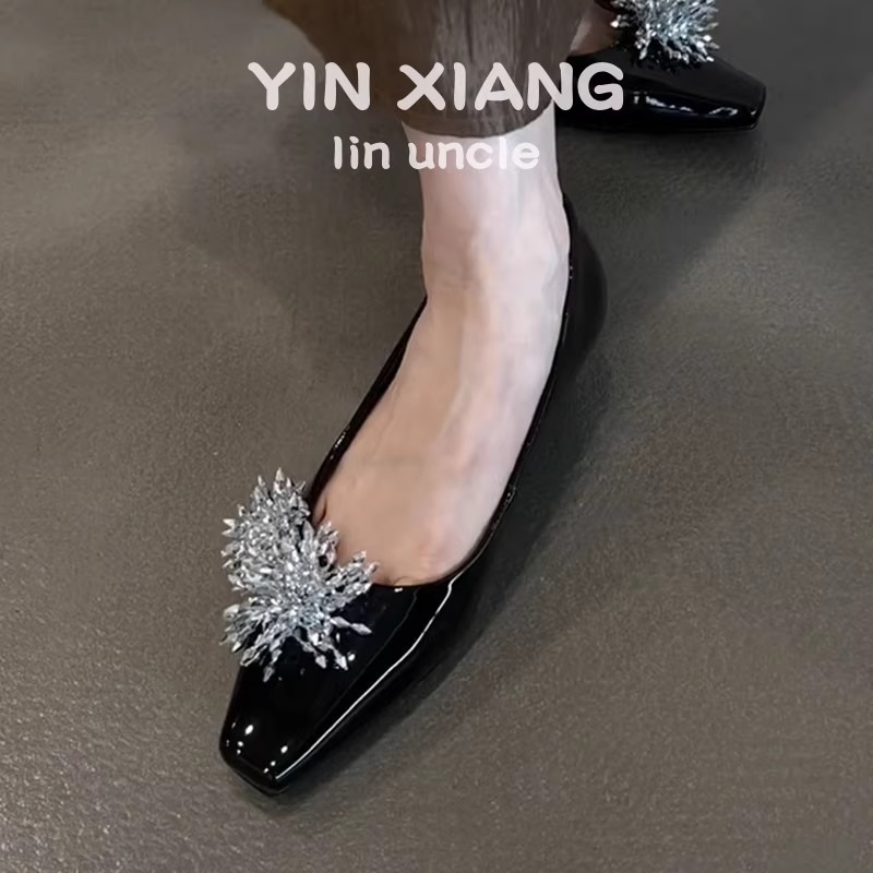 羊皮版~法式口方头晚晚鞋女2025新款气质烟花玛丽珍靴平底单鞋女|undefined