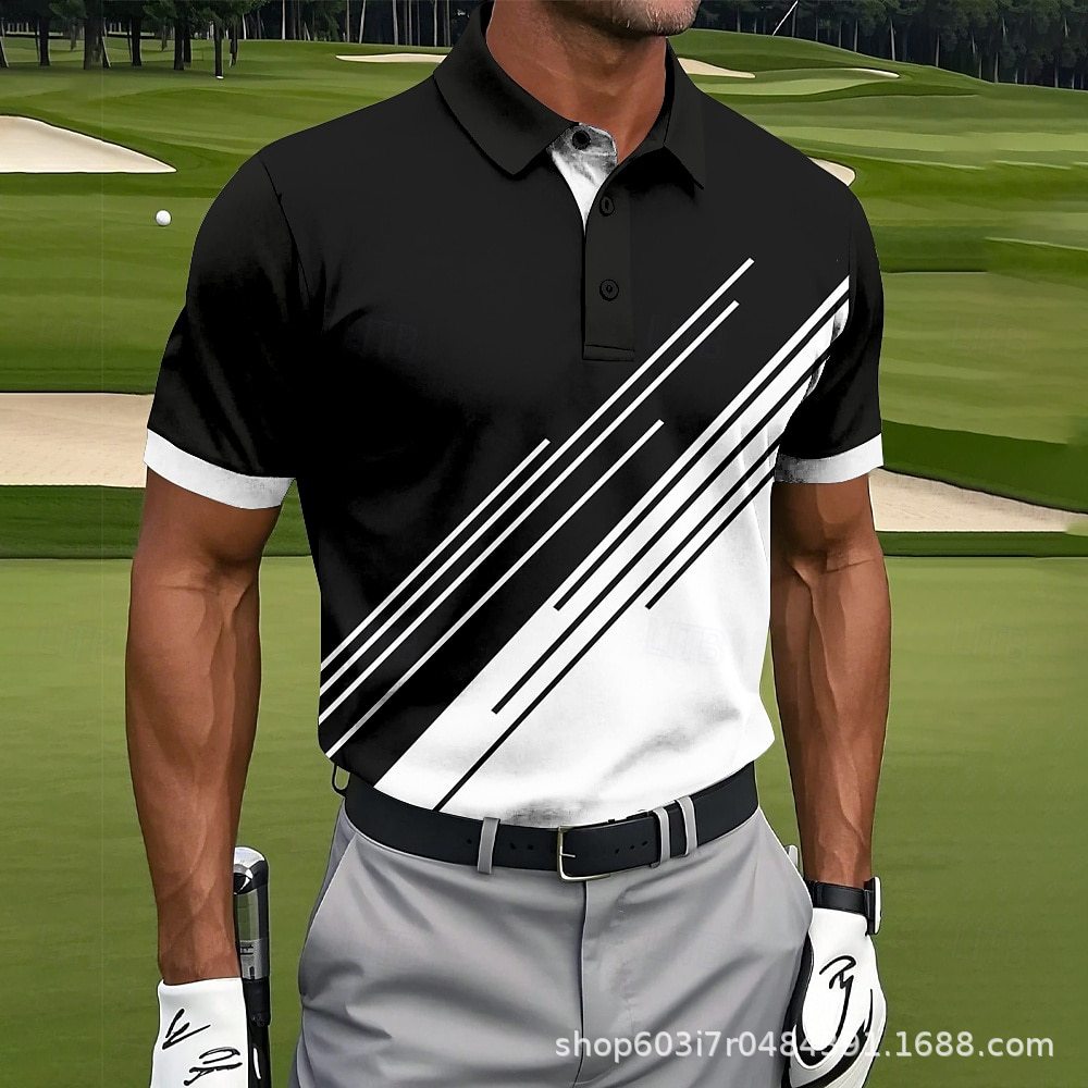 New Men's High-Quality Casual Golf Short-Sleeved Polo Shirt Digital Printing Men's Breathable Lapel Polo Shirt
