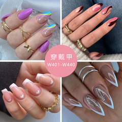Whitening foreign trade European and American long manicure summer removable new fake nails fashionable wearable nails