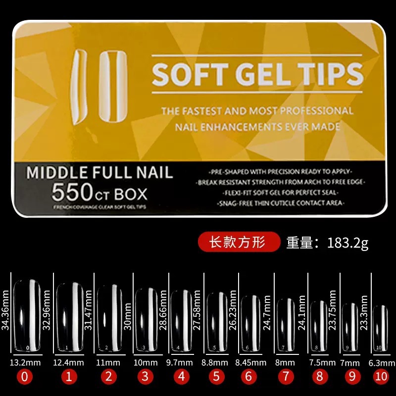 Amazon porcelana caja blanca esmalte de uñas ultra-delgada sin costuras esmerilado gota de agua larga almendra tallado libre esmalte de uñas 550 piezas/caja