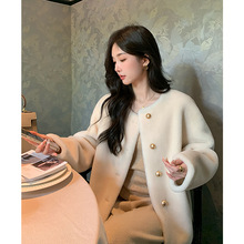 海宁羊毛皮草女2025秋冬新款时尚显瘦防皮毛一体皮草外套100羊毛