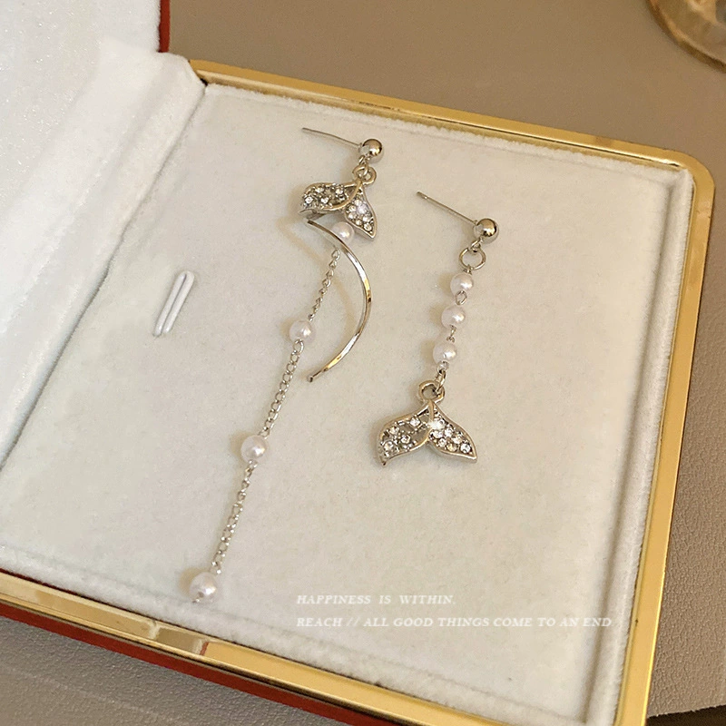Ретро серебряная игла из жемчуга, асимметричные серьги, образец 925 серебро, коллекция 2023