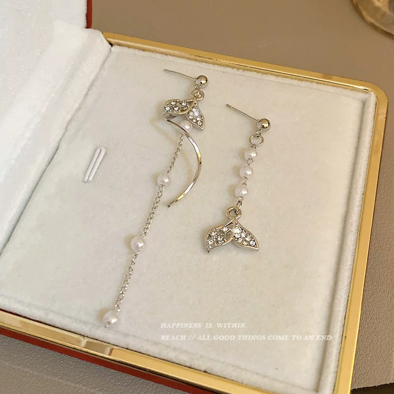Ретро серебряная игла из жемчуга, асимметричные серьги, образец 925 серебро, коллекция 2023