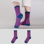 秋冬堆堆袜ins潮袜透气吸汗中筒袜双针双路复古日系百搭千鸟格女