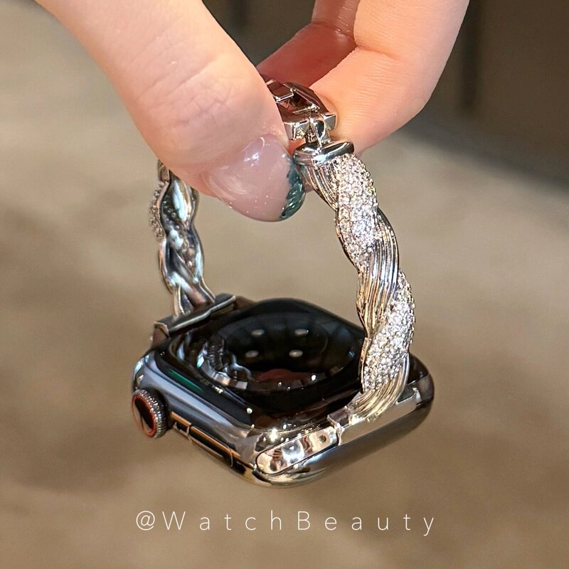 High-End Braided Zircon Metal Apple Watch Band Suitable for Apple Watch 10S9Iwatch11Se High-End Braided Zircon Metal Apple Watch Band Suitable for Apple Watch 10S9Iwatch11Se