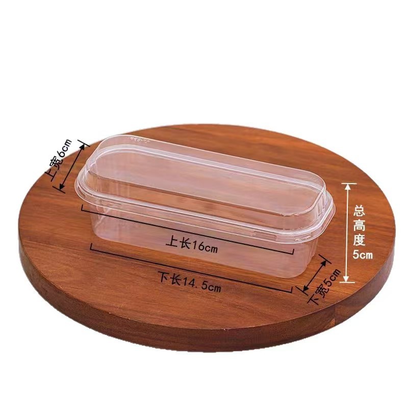Caja de embalaje de pastel de salvado de madera de leche de soja rectangular tiramisu mus, caja de embalaje de postre horneado con tapa image 4