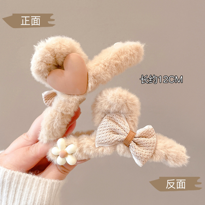 Estilo francés gran felpa clip de pelo de acrílico clip de tiburón Otoño e Invierno horquilla de alto grado versátil agarre del pelo updo tocado de pelo