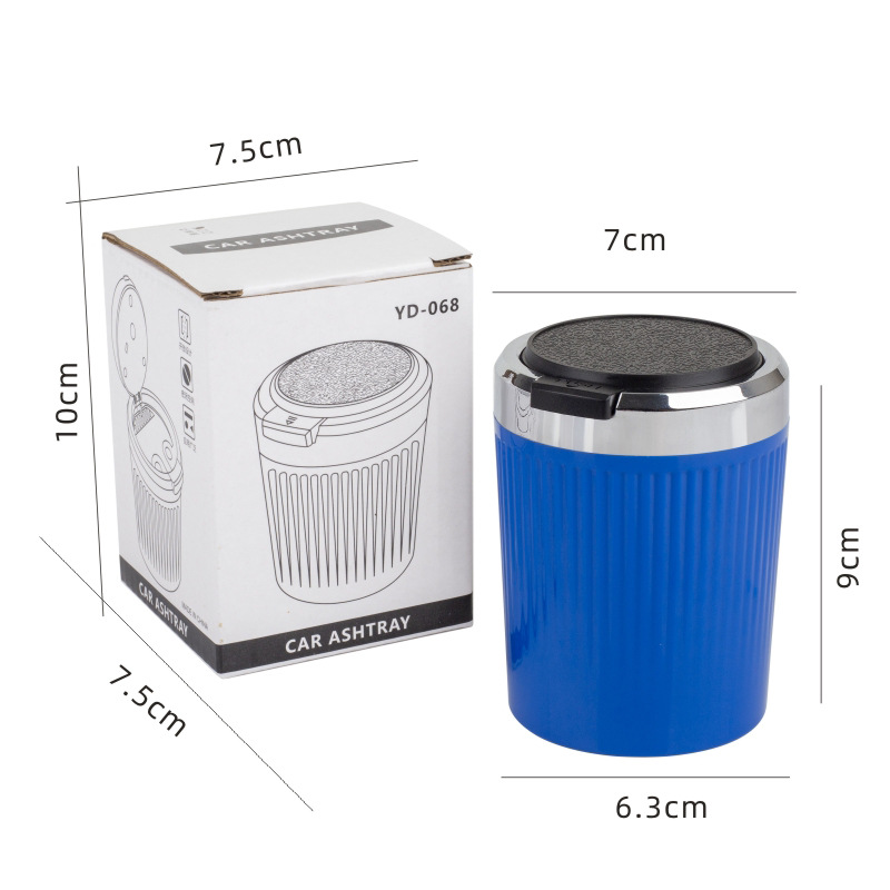 Car Ashtray with Metal Liner, One-Touch Opening Lid, Lighted Car Smoking Gadget, Non-Slip Ash, In-Car Ashtray
