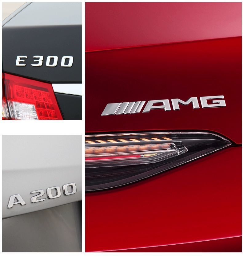 Suitable for Mercedes-Benz rear emblem stickers, including models like the E300L, C260L, and GLC260L; original letter emblems for modification