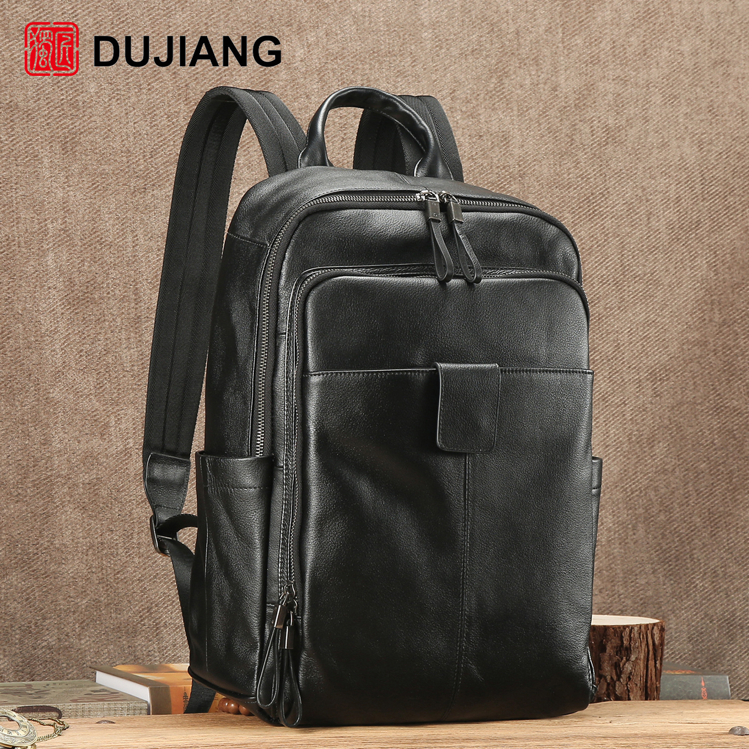 New genuine leather backpack, European and American cross-border business commuter computer bag, high-end large-capacity casual travel bag