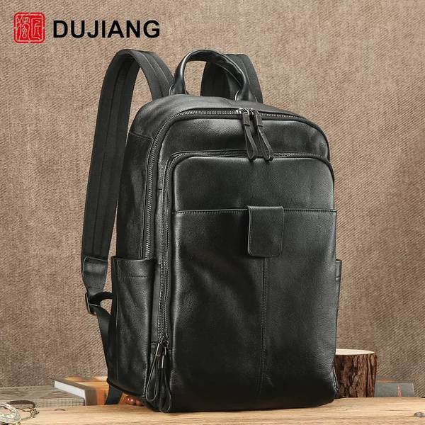 New genuine leather backpack, European and American cross-border business commuter computer bag, high-end large-capacity casual travel bag