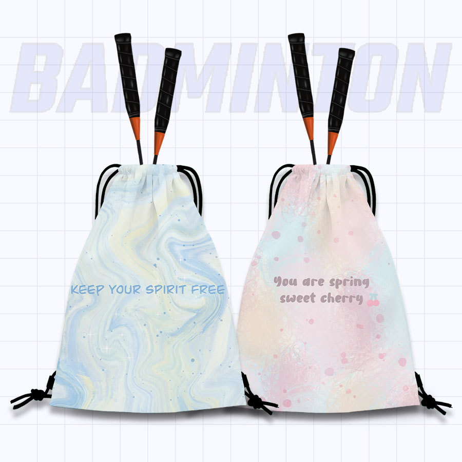 Gradient Double Shoulder Feather Racquet Bag Ins Dopamine Student Tennis Bag High-Value Sports Portable Large Capacity Tennis Bag