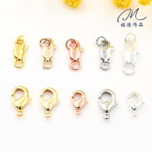 14K金配件保色双圈鱼尾扣diy龙虾扣手工饰品配件项链手链收尾配件