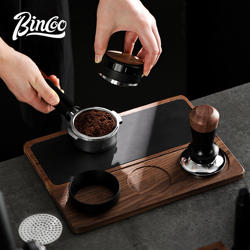 Bincoo Wood Grain Italian Multifunctional Base Coffee Knock Cloth Powder Press Powder Storage Set 51/58mm Universal