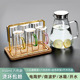 [pack of 6 + cup holder + pot + tray] 450ml straight color handle cup + gold cup holder + 1.8l dudu pot + bamboo tray