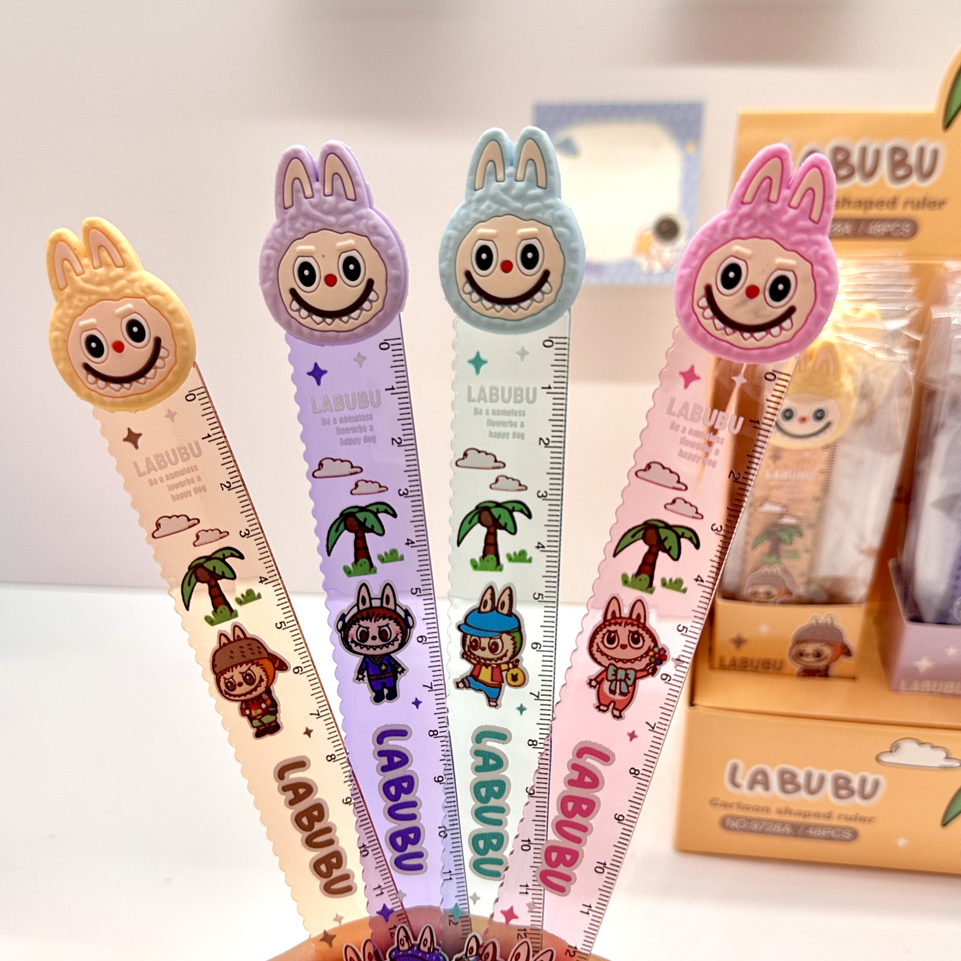 9728A regla de silicona 15cm regla dura de color para estudiantes de papelería cartografía regla de dibujos animados transparente