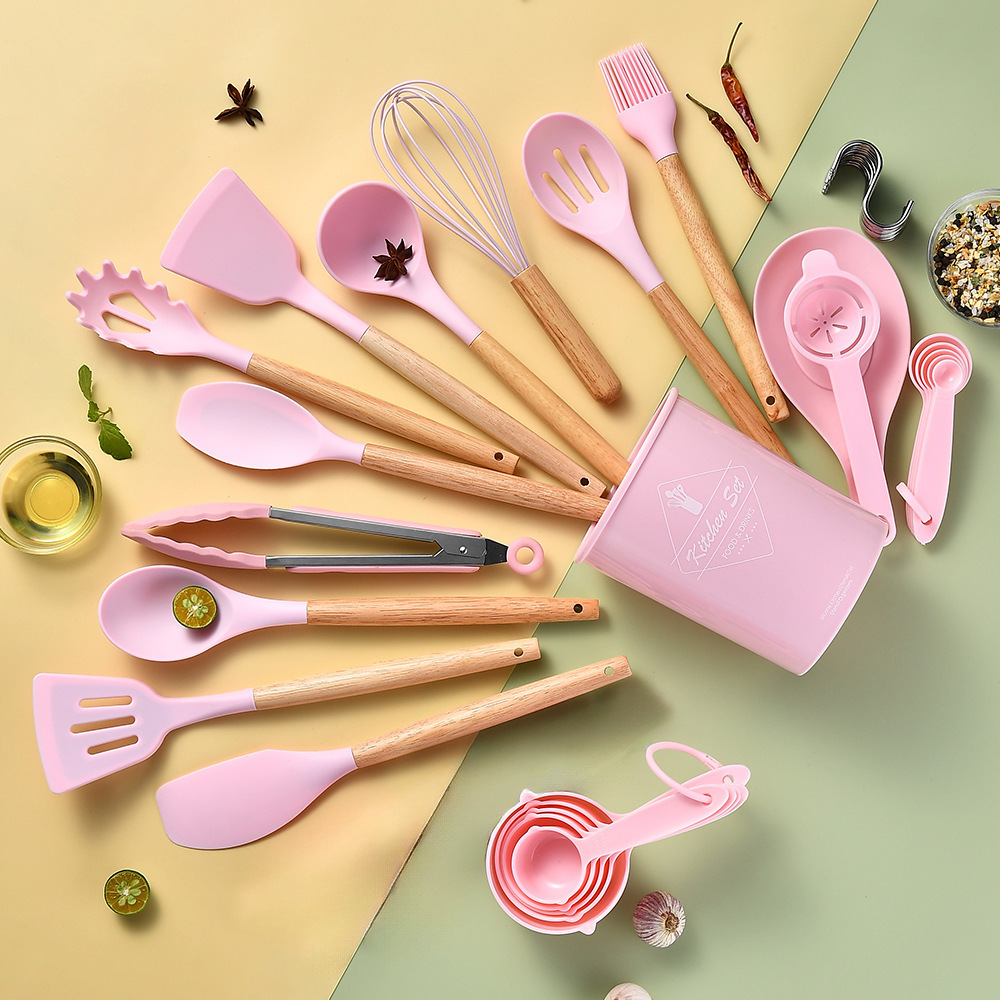 Amazon Hot Sale Silicone Kitchenware 34 Pieces Kitchen Utilities