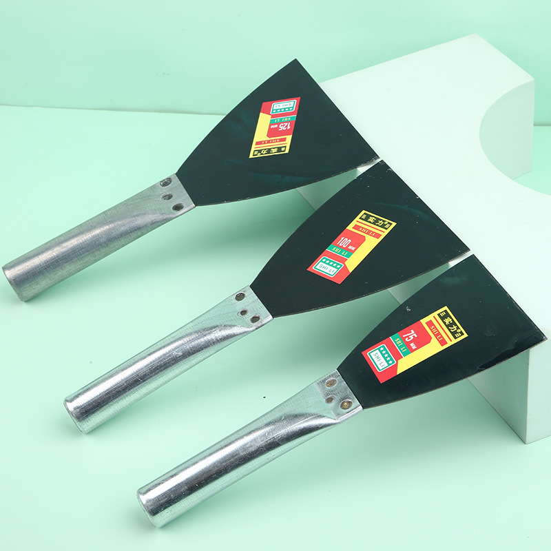 Steel-handled blue steel thick putty knife, plastering putty knife, trowel, scraping knife, painting tools, white paint scraper, filling wall cracks