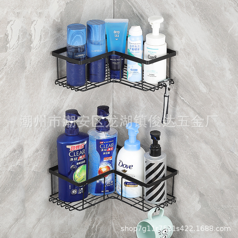 Amazon hierro ponche-libre baño triángulo de almacenamiento de rack estante de la esquina de la cocina baño rack de almacenamiento