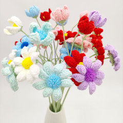 2025 New Blue-eyed Chrysanthemum Bouquet Finished Product Knitting Home Decoration Yarn Flower Bouquet Flower Knitting Fake Flower 