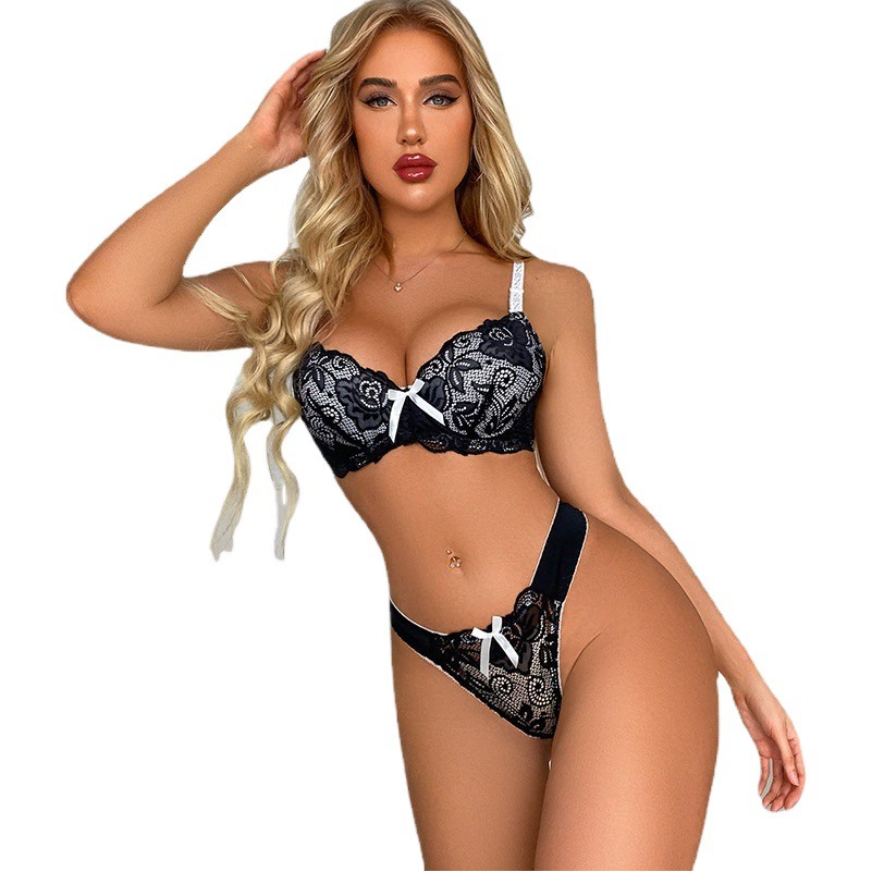 Новый стиль внешней торговли женский бюстгальтер стринги набор кружева полые цвета