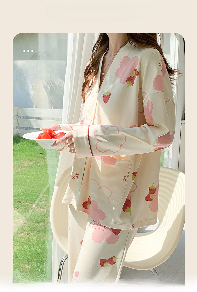 Baumwoll-pyjama-set Für Mädchen Langärmeliges Hausanzug-set Süß_voghion.com